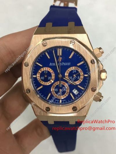 Japan Replica Audemars Piguet Royal Oak Chronograph Blue Dial With Rubber Strap Watch